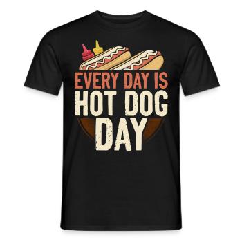 Hot Dog Adult Every Day Is Hot Dog - Men's T-Shirt - black - Front - AI Model Male 178 light (178cm)