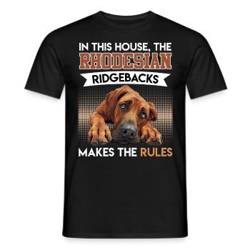 Propriétaires de Ridgeback ICI LE RIDGEBACK ÉTABLIT DES RÈGLES - T-shirt homme - noir - Devant - AI Model Male 178 light (178cm)