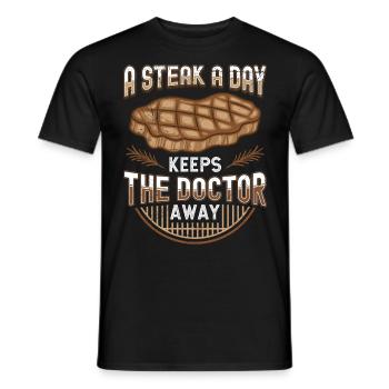 Fleisch Fan Un steak par jour éloigne le médecin - T-shirt homme - noir - Devant - AI Model Male 178 light (178cm)