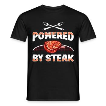 Meat Lovers Powered by Steak Fleisch Fan - Men's T-Shirt - black - Front - AI Model Male 178 light (178cm)