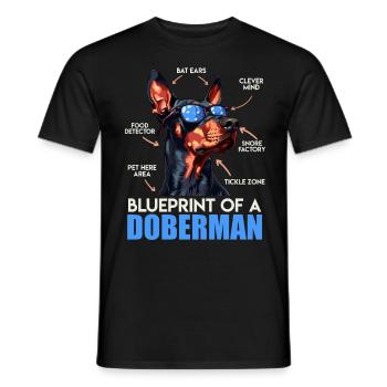 Doberman Owner BLUEPRINT OF A DOBERMAN Funny - Men's T-Shirt - black - Front - AI Model Male 178 light (178cm)