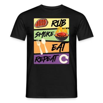 Grillmeister RUB SMOKE EAT REPEAT Fleischesser - Männer T-Shirt - Schwarz - Vorne - AI Model Male 178 light (178cm)
