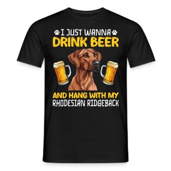 Ridgeback JUSTE VOULOIR BOIRE DE LA BIÈRE Rhodésian - T-shirt homme - noir - Devant - AI Model Male 178 light (178cm)