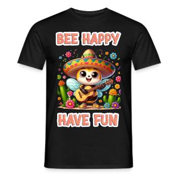 Bee Happy - Have Fun 1 - Männer T-Shirt - Schwarz - Vorne - AI Model Male 178 light (178cm)