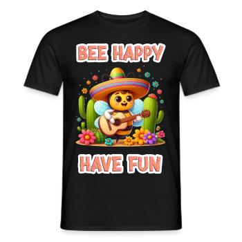 Bee Happy - Have Fun 6 - Männer T-Shirt - Schwarz - Vorne - AI Model Male 178 light (178cm)