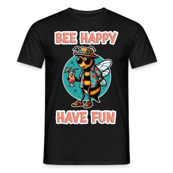 Bee Happy - Have Fun 5 - Männer T-Shirt - Schwarz - Vorne - AI Model Male 178 light (178cm)