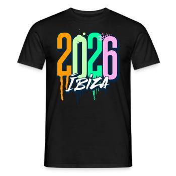 2026 Ibiza - Männer T-Shirt - Schwarz - Vorne - AI Model Male 178 light (178cm)
