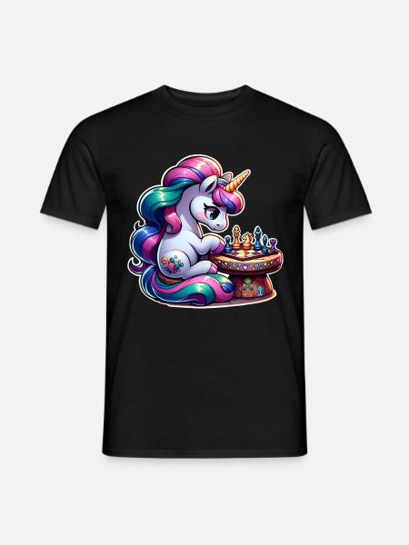 Einhorn Schach - Männer T-Shirt - Schwarz