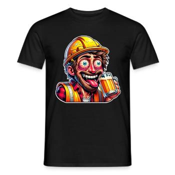 Construction Worker Beer Drunk Funny - Men's T-Shirt - black - Front - AI Model Male 178 light (178cm)