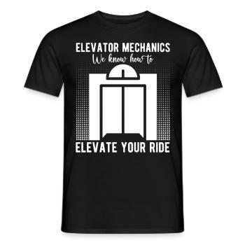 Grappige liftmonteur die we weten te verheffen - Heren T-shirt - zwart - Voor - AI Model Male 178 light (178cm)
