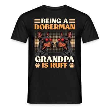 Doberman BEING A DOBERMAN GRANDPA IS RUFF Lustig - Männer T-Shirt - Schwarz - Vorne - AI Model Male 178 light (178cm)