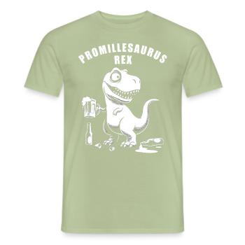 Promillesaurus Rex: Der trinkfeste T-Rex - Männer T-Shirt - Sage - Vorne - AI Model Male 178 light (178cm)