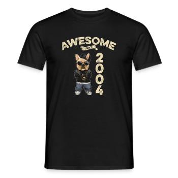 2004 Anniversaire Génial depuis Cool Dog - T-shirt homme - noir - Devant - AI Model Male 178 light (178cm)