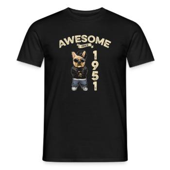 1951 Birthday Awesome since Cool Dog - Men's T-Shirt - black - Front - AI Model Male 178 light (178cm)