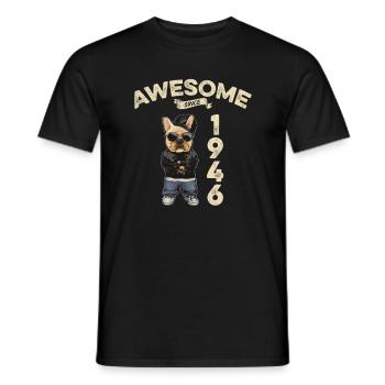1946 Birthday Awesome since Cool Dog - Men's T-Shirt - black - Front - AI Model Male 178 light (178cm)