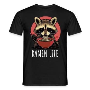 Waschbär süß mit Ramen Life Kawaii Japan - Männer T-Shirt - Schwarz - Vorne - AI Model Male 178 light (178cm)