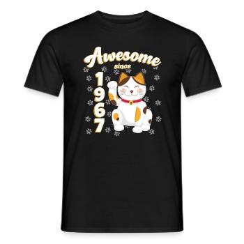 1967 Anniversaire Génial depuis Chat Maneki neko - T-shirt homme - noir - Devant - AI Model Male 178 light (178cm)