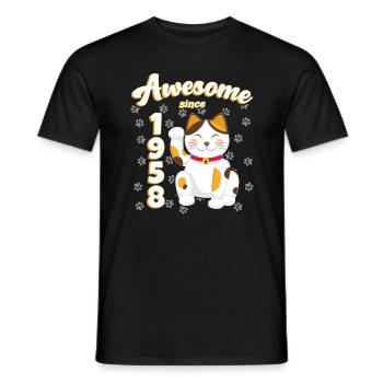 1958 Anniversaire Génial depuis Cat Maneki neko - T-shirt homme - noir - Devant - AI Model Male 178 light (178cm)