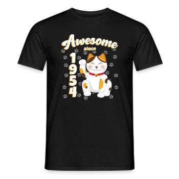 1954 Anniversaire Génial depuis Chat Maneki neko - T-shirt homme - noir - Devant - AI Model Male 178 light (178cm)