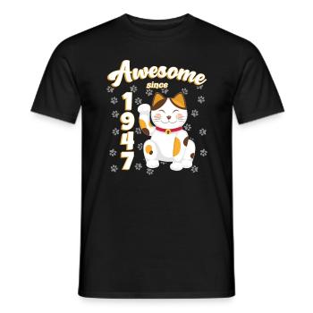 1947 Anniversaire Génial depuis Chat Maneki neko - T-shirt homme - noir - Devant - AI Model Male 178 light (178cm)
