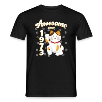 1973 Anniversaire Génial depuis Chat Maneki neko - T-shirt homme - noir - Devant - AI Model Male 178 light (178cm)
