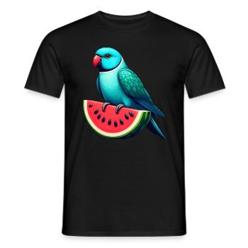 Indian Ring Neck Parrot Watermelon - Men's T-Shirt - black - Front - AI Model Male 178 light (178cm)