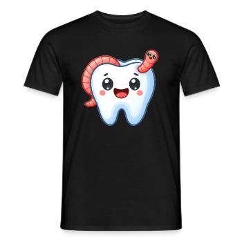 Funny tooth with worm - Men's T-Shirt - black - Front - AI Model Male 178 light (178cm)