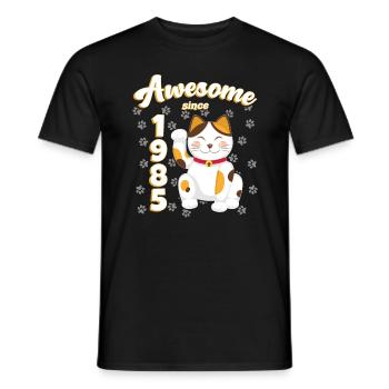 1985 Anniversaire Génial depuis Cat Maneki neko - T-shirt homme - noir - Devant - AI Model Male 178 light (178cm)