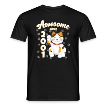 2001 Anniversaire Génial depuis Chat Maneki neko - T-shirt homme - noir - Devant - AI Model Male 178 light (178cm)