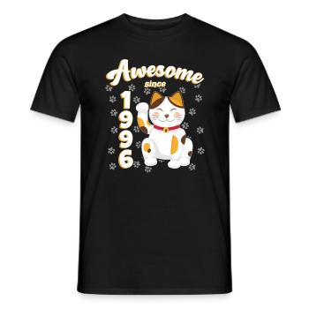 1996 Anniversaire Génial depuis Chat Maneki neko - T-shirt homme - noir - Devant - AI Model Male 178 light (178cm)