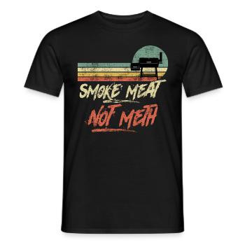 MEAT LOVERS SMOKE MEAT NOT METH BBQ - Men's T-Shirt - black - Front - AI Model Male 178 light (178cm)