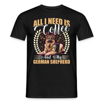 Dog owners ALL I NEED IS COFFEE AND ENGLISH - Men's T-Shirt - black - Front - AI Model Male 178 light (178cm)