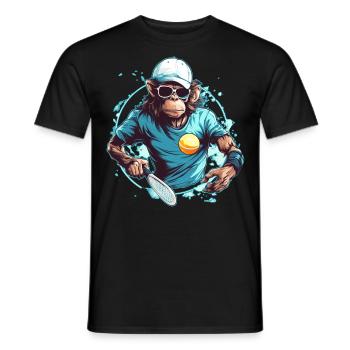 Smash it! - Funny tennis monkey design - Men's T-Shirt - black - Front - AI Model Male 178 light (178cm)