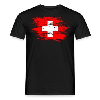Schweiz Flagge used - Männer T-Shirt - Schwarz - Vorne - AI Model Male 178 light (178cm)
