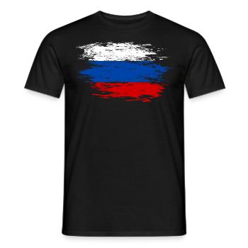 Russia flag used - Men's T-Shirt - black - Front - AI Model Male 178 light (178cm)