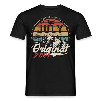 Juillet 2001 | Original Anniversaire Juillet 2001 - T-shirt homme - noir - Devant - AI Model Male 178 light (178cm)