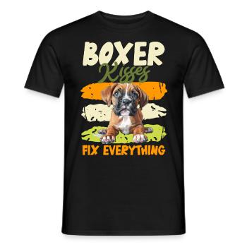 BOXER KISSES FIX EVERYTHING Boxer allemand - T-shirt homme - noir - Devant - AI Model Male 178 light (178cm)
