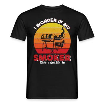 Grillfest I WONDER IF MY SMOKER THINKS ABOUT ME - Männer T-Shirt - Schwarz - Vorne - AI Model Male 178 light (178cm)