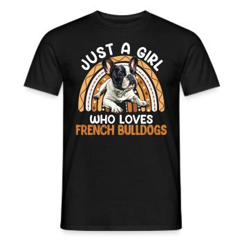 Bouledogue français : juste une fille qui aime le français - T-shirt homme - noir - Devant - AI Model Male 178 light (178cm)