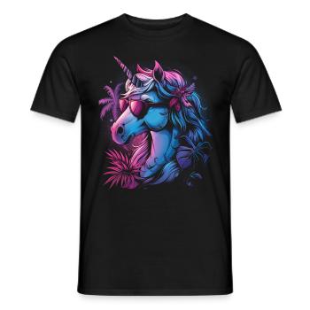 Retro Einhorn Vaporwave - Männer T-Shirt - Schwarz - Vorne - AI Model Male 178 light (178cm)