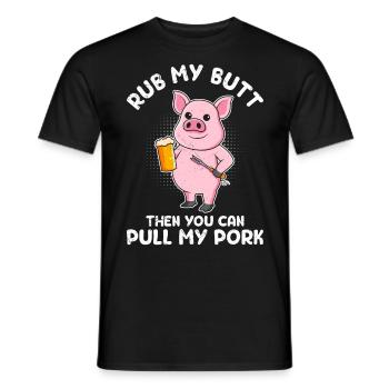 Mangeur de viande FROTTEZ-MOI LES FESSES Puis TIREZ MON PORC - T-shirt homme - noir - Devant - AI Model Male 178 light (178cm)