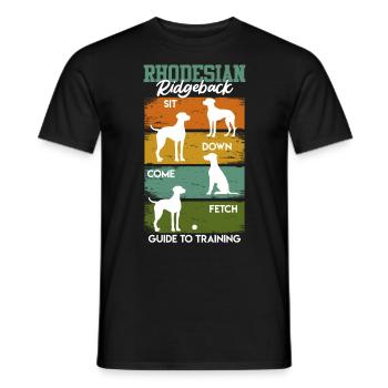 GUIDE D’ENTRAÎNEMENT RHODESIAN RIDGEBACK Drôle - T-shirt homme - noir - Devant - AI Model Male 178 light (178cm)