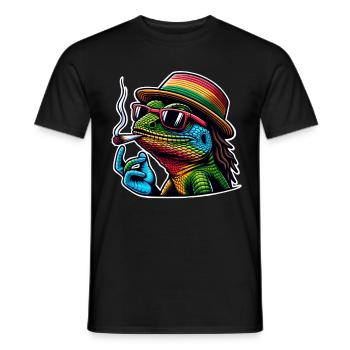 Lizard Smoking Cannabis - Men's T-Shirt - black - Front - AI Model Male 178 light (178cm)