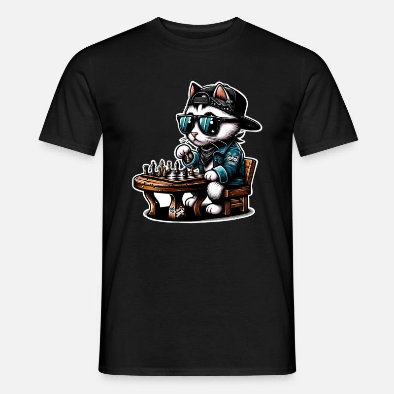Schach Katze - Männer T-Shirt - Schwarz