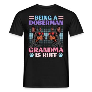 Doberman BEING A DOBERMAN GRANDMA IS RUFF - Männer T-Shirt - Schwarz - Vorne - AI Model Male 178 light (178cm)
