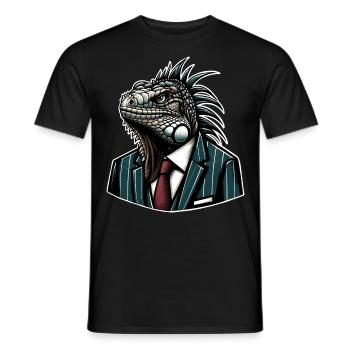 Iguana in a suit - Men's T-Shirt - black - Front - AI Model Male 178 light (178cm)