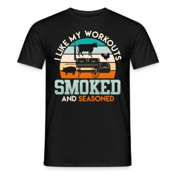 MY WORKOUT CONSISTS OF GRILLING - Men's T-Shirt - black - Front - AI Model Male 178 light (178cm)
