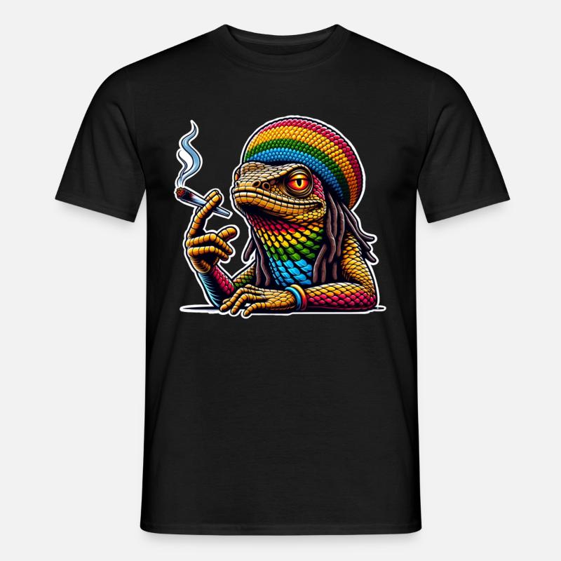 Lizard Smoking Cannabis - Men's T-shirt - black