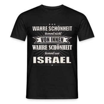 La vraie beauté vient d’Israël, le design - T-shirt homme - noir - Devant - AI Model Male 178 light (178cm)