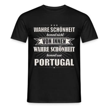 La vraie beauté vient du Portugal Design - T-shirt homme - noir - Devant - AI Model Male 178 light (178cm)